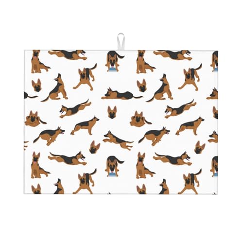 Abtropfmatte, Mikrofaser, große Abtropfmatte für Küchentheke, super saugfähig, Deutscher Schäferhund, Nr. 1009, Abtropfmatte, 45,7 x 61 cm, leicht zu reinigen von VOSERY