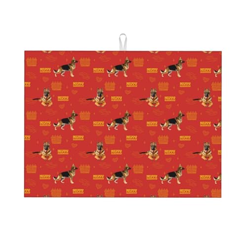 Abtropfmatte, Mikrofaser, große Abtropfmatte für Küchentheke, super saugfähig, Deutscher Schäferhund, Nr. 1020, Abtropfmatte, 45,7 x 61 cm, leicht zu reinigen von VOSERY
