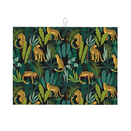 Abtropfmatte, Mikrofaser, große Abtropfmatte für Küchentheke, super saugfähig, Geschirr-Abtropfmatte, Dschungel-Leopardengelb, 45,7 x 61 cm, leicht zu reinigen Abtropfmatte, Mikrofaser, große Abtropfmatte für Küchentheke, super saugfähig, Geschirr-Abtropfmatte, Dschungel-Leopardengelb, 45,7 x 61 cm, leicht zu reinigen von VOSERY