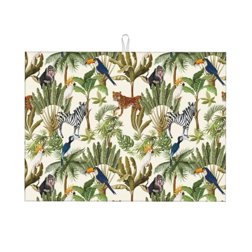 Abtropfmatte, Mikrofaser, große Abtropfmatte für Küchentheke, super saugfähig, Geschirr-Abtropfmatte, Dschungeltiere, 45,7 x 61 cm, leicht zu reinigen Abtropfmatte, Mikrofaser, große Abtropfmatte für Küchentheke, super saugfähig, Geschirr-Abtropfmatte, Dschungeltiere, 45,7 x 61 cm, leicht zu reinigen von VOSERY