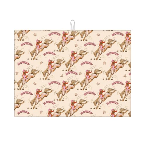 Abtropfmatte, Mikrofaser, große Abtropfmatte für Küchentheke, super saugfähig, Geschirr-Abtropfmatte, Howdy Cowgirl-Abtropfmatte, 45,7 x 61 cm, leicht zu reinigen Abtropfmatte, Mikrofaser, große Abtropfmatte für Küchentheke, super saugfähig, Geschirr-Abtropfmatte, Howdy Cowgirl-Abtropfmatte, 45,7 x 61 cm, leicht zu reinigen von VOSERY
