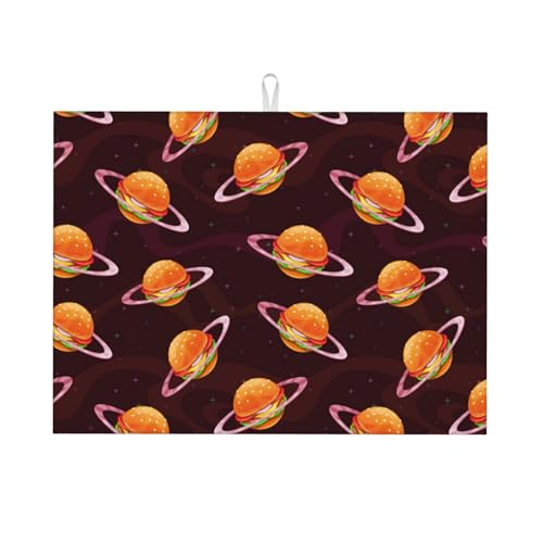 Abtropfmatte, Mikrofaser, große Abtropfmatte für Küchentheke, super saugfähig, Geschirr-Abtropfmatte, Weltraum-Hamburger-Muster, 45,7 x 61 cm, leicht zu reinigen Abtropfmatte, Mikrofaser, große Abtropfmatte für Küchentheke, super saugfähig, Geschirr-Abtropfmatte, Weltraum-Hamburger-Muster, 45,7 x 61 cm, leicht zu reinigen von VOSERY