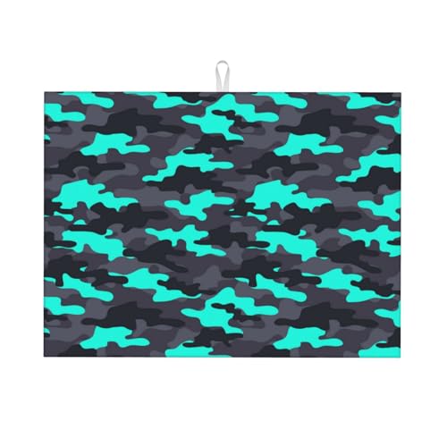 Abtropfmatte, Mikrofaser, große Abtropfmatte für Küchentheke, super saugfähig, Geschirr-Abtropfmatte, grau-grün, Camouflage, 45,7 x 61 cm, leicht zu reinigen von VOSERY