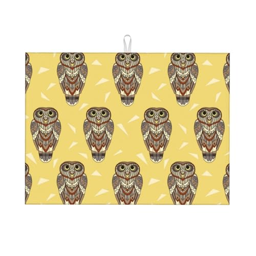 Abtropfmatte, Mikrofaser, große Abtropfmatte für Küchentheke, super saugfähig, Geschirr-Abtropfmatte, indischer Stil, Eule, 45,7 x 61 cm, leicht zu reinigen Abtropfmatte, Mikrofaser, große Abtropfmatte für Küchentheke, super saugfähig, Geschirr-Abtropfmatte, indischer Stil, Eule, 45,7 x 61 cm, leicht zu reinigen von VOSERY