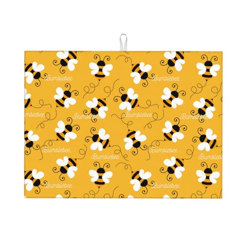 Abtropfmatte, Mikrofaser, große Abtropfmatte für Küchentheke, super saugfähig, Motiv: niedliche Biene, Schmetterling, Gelb, 45,7 x 61 cm, leicht zu reinigen Abtropfmatte, Mikrofaser, große Abtropfmatte für Küchentheke, super saugfähig, Motiv: niedliche Biene, Schmetterling, Gelb, 45,7 x 61 cm, leicht zu reinigen von VOSERY