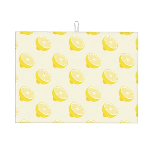 Abtropfmatte, Mikrofaser, große Abtropfmatte für Küchentheke, super saugfähig, gelbe Zitronenscheiben, Abtropfmatte, 45,7 x 61 cm, leicht zu reinigen von VOSERY