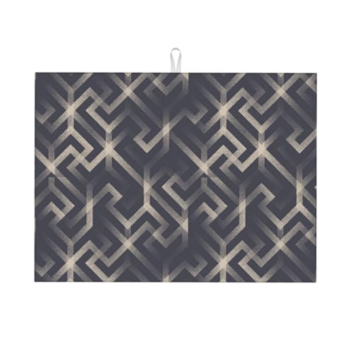 Abtropfmatte, Mikrofaser, große Abtropfmatte für Küchentheke, super saugfähig, geometrische Labyrinth-Muster, Geschirrabtropfmatte, 45,7 x 61 cm, leicht zu reinigen von VOSERY