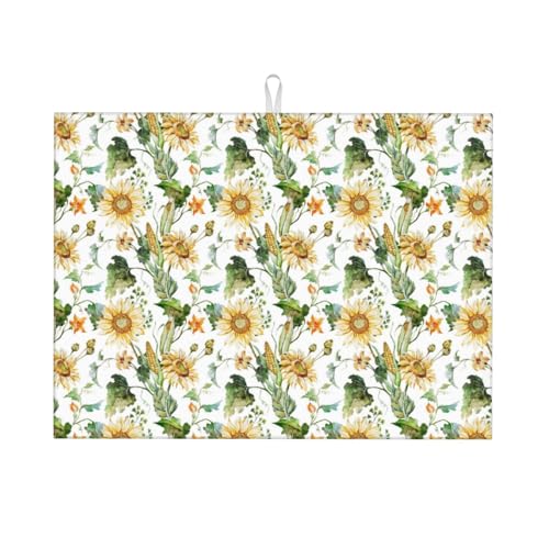 Abtropfmatte, Mikrofaser, große Abtropfmatte für Küchentheke, super saugfähig, helle Sonnenblumen, Abtropfmatte, 45,7 x 61 cm, leicht zu reinigen von VOSERY