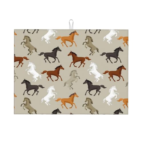 Abtropfmatte, Mikrofaser, große Abtropfmatte für Küchentheke, super saugfähig, modern, kühles Pferd, Abtropfmatte, 45,7 x 61 cm, leicht zu reinigen Abtropfmatte, Mikrofaser, große Abtropfmatte für Küchentheke, super saugfähig, modern, kühles Pferd, Abtropfmatte, 45,7 x 61 cm, leicht zu reinigen von VOSERY