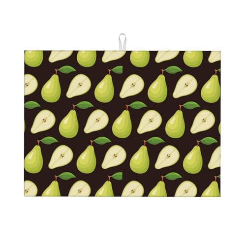 Abtropfmatte, Mikrofaser, große Abtropfmatte für Küchentheke, super saugfähig, niedlich, limettengrün, birnenschwarz, 45,7 x 61 cm, leicht zu reinigen von VOSERY