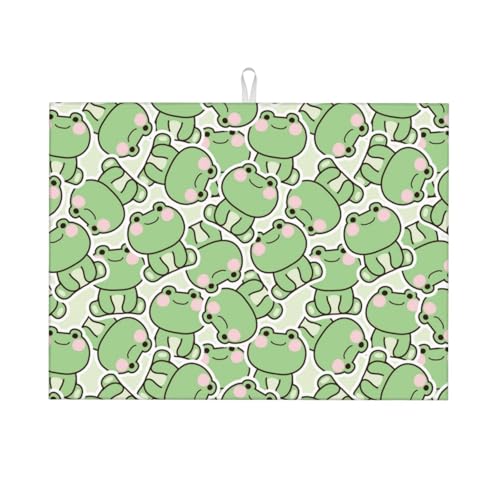 Abtropfmatte, Mikrofaser, große Abtropfmatte für Küchentheke, super saugfähig, niedlicher Frosch, sitzende Pose, lustige Abtropfmatte, 45,7 x 61 cm, leicht zu reinigen von VOSERY