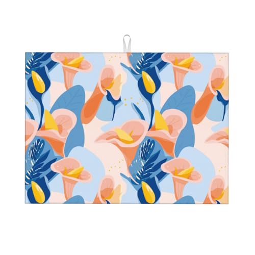Abtropfmatte, Mikrofaser, große Abtropfmatte für Küchentheke, super saugfähig, orangefarbene Calla-Lilien-Blumen, Geschirr-Abtropfmatte, 45,7 x 61 cm, leicht zu reinigen Abtropfmatte, Mikrofaser, große Abtropfmatte für Küchentheke, super saugfähig, orangefarbene Calla-Lilien-Blumen, Geschirr-Abtropfmatte, 45,7 x 61 cm, leicht zu reinigen von VOSERY