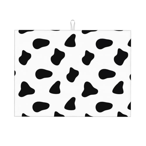 Abtropfmatte, Mikrofaser, große Abtropfmatte für Küchentheke, super saugfähig, schwarz-weiß, Kuhdruck, 45,7 x 61 cm, leicht zu reinigen von VOSERY