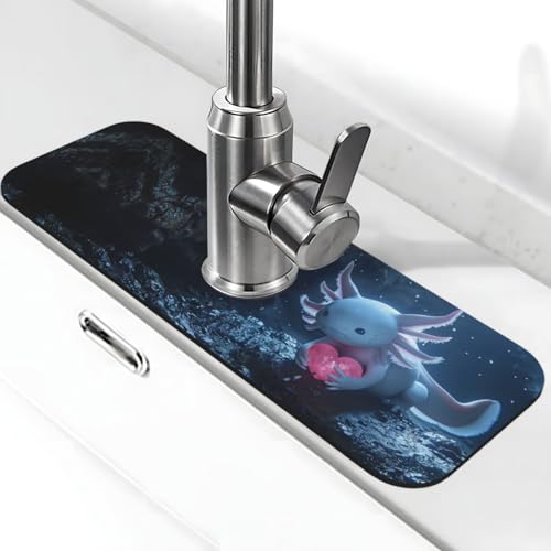 Axolotl Wasserhahnmatte für Küchenspüle, Abtropfmatte für Küchenspüle, Spritzschutz, saugfähig, schnell trocknend, Küchenspüle, Wasserhahnmatte, Waschbeckenmatte Axolotl Wasserhahnmatte für Küchenspüle, Abtropfmatte für Küchenspüle, Spritzschutz, saugfähig, schnell trocknend, Küchenspüle, Wasserhahnmatte, Waschbeckenmatte von VOSERY