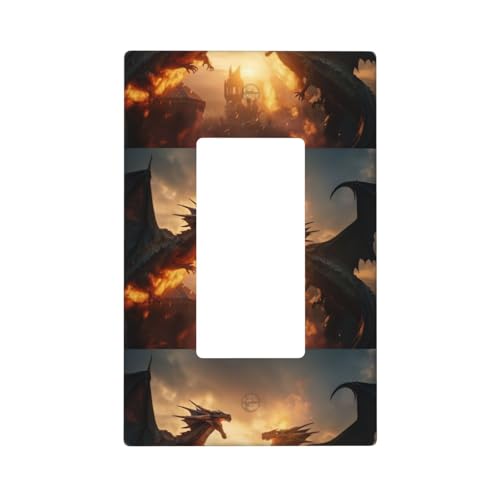 Castle Cool Fire Dragon Wandplattenabdeckungen, 1-Gang-Wandplatten, Standardgröße 11,2 x 6,9 cm, dekorative Lichtschalter-Abdeckplatte, Steckdosenabdeckungen, Polycarbonat, Thermoplast Castle Cool Fire Dragon Wandplattenabdeckungen, 1-Gang-Wandplatten, Standardgröße 11,2 x 6,9 cm, dekorative Lichtschalter-Abdeckplatte, Steckdosenabdeckungen, Polycarbonat, Thermoplast von VOSERY