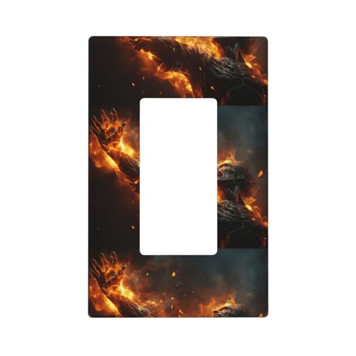 Cool Fire Man Wandplattenabdeckungen, 1-Gang-Wandplatten, Standardgröße 11,2 x 6,9 cm, dekorative Lichtschalter-Abdeckplatte, Steckdosenabdeckungen, Polycarbonat, Thermoplast Cool Fire Man Wandplattenabdeckungen, 1-Gang-Wandplatten, Standardgröße 11,2 x 6,9 cm, dekorative Lichtschalter-Abdeckplatte, Steckdosenabdeckungen, Polycarbonat, Thermoplast von VOSERY