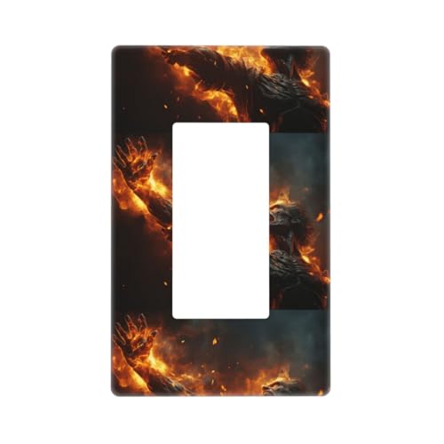 Cool Fire Man Wandplattenabdeckungen, schraubenlose 1-Gang-Wandplatten, Standardgröße 11,7 x 7,1 cm, dekorative Lichtschalter-Abdeckplatte, Steckdosenabdeckungen, Polycarbonat, Thermoplast Cool Fire Man Wandplattenabdeckungen, schraubenlose 1-Gang-Wandplatten, Standardgröße 11,7 x 7,1 cm, dekorative Lichtschalter-Abdeckplatte, Steckdosenabdeckungen, Polycarbonat, Thermoplast von VOSERY