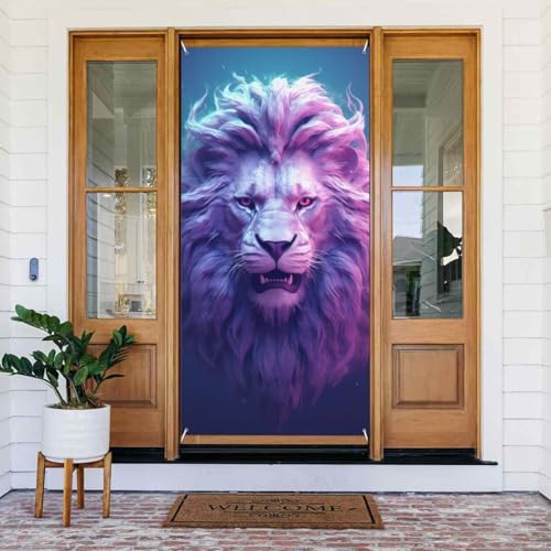 Coole Löwenkopf-Türabdeckungen, dekorativ, für Innen- und Außenbereich, Frühling/Sommer/Herbst/Winter, Halloween-Weihnachtsdekoration von VOSERY