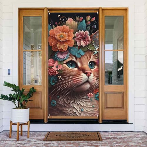 Dekorative Türabdeckungen mit Blumenkrone, für Innen- und Außenbereich, Frühling/Sommer/Herbst/Winter, Halloween-Weihnachtsdekoration von VOSERY