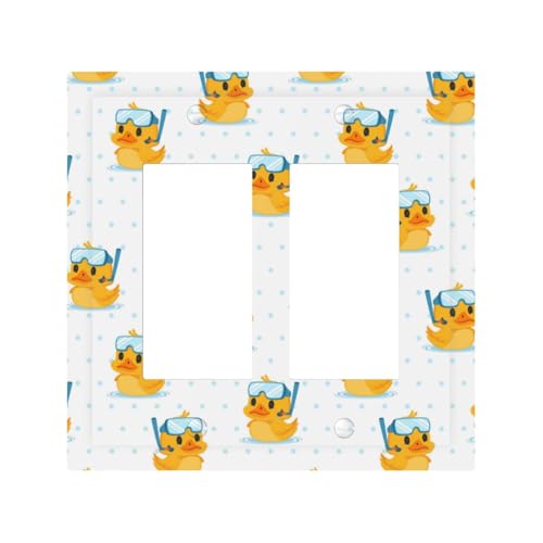 Dekorative Wipp-Lichtschalter-Abdeckplatte, 2-Gang-Wandplatten, mittlere Größe, 12,4 x 12,7 cm, Cartoon-niedliche Ente, Taucherbrille, Steckdosenabdeckungen, Wandplatte, Polycarbonat, Thermoplast Dekorative Wipp-Lichtschalter-Abdeckplatte, 2-Gang-Wandplatten, mittlere Größe, 12,4 x 12,7 cm, Cartoon-niedliche Ente, Taucherbrille, Steckdosenabdeckungen, Wandplatte, Polycarbonat, Thermoplast von VOSERY