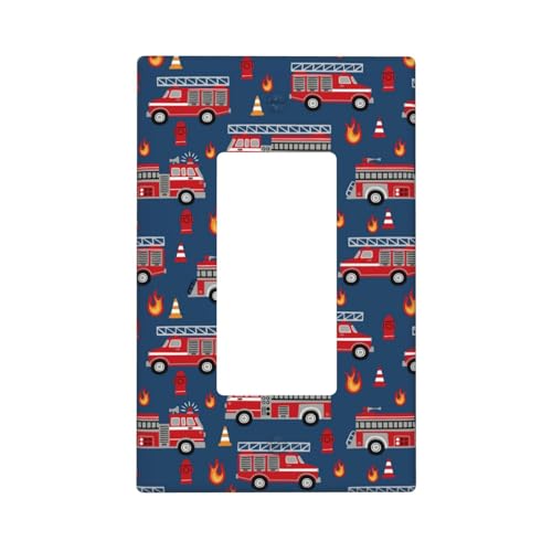 Feuerwehrauto 1 Wandplattenabdeckungen, 1-Gang-Wandplatten, Standardgröße 11,2 x 6,9 cm, dekorative Lichtschalter-Abdeckplatte, Steckdosenabdeckungen, Polycarbonat, Thermoplast Feuerwehrauto 1 Wandplattenabdeckungen, 1-Gang-Wandplatten, Standardgröße 11,2 x 6,9 cm, dekorative Lichtschalter-Abdeckplatte, Steckdosenabdeckungen, Polycarbonat, Thermoplast von VOSERY