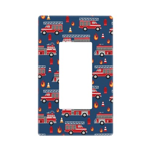 Feuerwehrauto 1 Wandplattenabdeckungen, schraubenlose Wandplatten, Standardgröße 11,7 x 7,1 cm, dekorative Lichtschalter-Abdeckplatte, Steckdosenabdeckungen, Polycarbonat, thermoplastisch von VOSERY