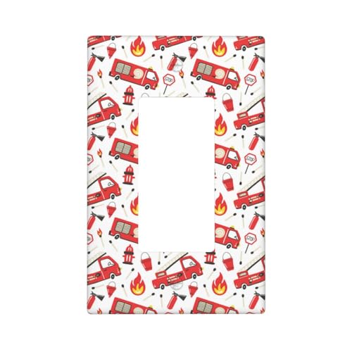 Feuerwehrwagen-Wandplattenabdeckungen, 1-Gang-Wandplatten, Standardgröße 11,2 x 6,9 cm, dekorative Lichtschalter-Abdeckplatte, Steckdosenabdeckungen, Polycarbonat, Thermoplast Feuerwehrwagen-Wandplattenabdeckungen, 1-Gang-Wandplatten, Standardgröße 11,2 x 6,9 cm, dekorative Lichtschalter-Abdeckplatte, Steckdosenabdeckungen, Polycarbonat, Thermoplast von VOSERY