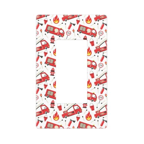Feuerwehrwagen-Wandplattenabdeckungen, schraubenlose 1-Gang-Wandplatten, Standardgröße 11,7 x 7,1 cm, dekorative Lichtschalter-Abdeckplatte, Steckdosenabdeckungen, Polycarbonat, Thermoplast Feuerwehrwagen-Wandplattenabdeckungen, schraubenlose 1-Gang-Wandplatten, Standardgröße 11,7 x 7,1 cm, dekorative Lichtschalter-Abdeckplatte, Steckdosenabdeckungen, Polycarbonat, Thermoplast von VOSERY