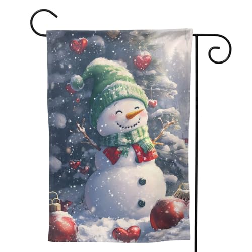 Gartenflagge mit grünem Hut, Schneemann, 30,5 x 45,7 cm, doppelseitig, kleine Gartenflaggen, Hofflaggen für draußen, Heimdekoration, Outdoor-Dekoration Gartenflagge mit grünem Hut, Schneemann, 30,5 x 45,7 cm, doppelseitig, kleine Gartenflaggen, Hofflaggen für draußen, Heimdekoration, Outdoor-Dekoration von VOSERY