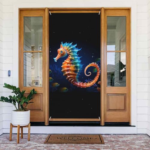 Gelbe Fisch-Seepferdchen-Türabdeckungen, dekorativ, für Innen- und Außenbereich, Frühling/Sommer/Herbst/Winter, Halloween-Weihnachtsdekorationen von VOSERY