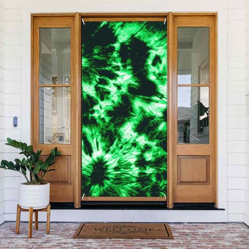 Grüne Batik-Türabdeckungen, dekorativ – Türbanner für drinnen und draußen, Frühling/Sommer/Herbst/Winter, Halloween-Weihnachtsdekorationen von VOSERY