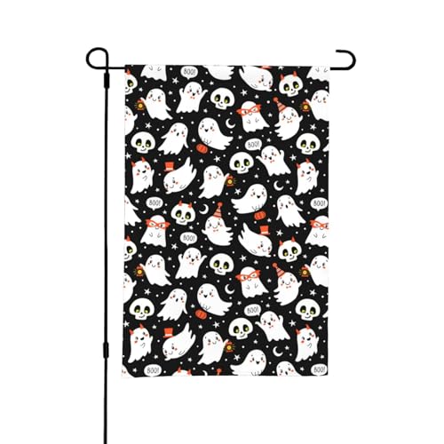Halloween-Gartenflagge – Halloween-Gartenflaggen mit weißem Geist, 30,5 x 45,7 cm, doppelseitig, kleine Gartenflaggen für draußen, Halloween-Dekoration, Outdoor-Dekoration Halloween-Gartenflagge – Halloween-Gartenflaggen mit weißem Geist, 30,5 x 45,7 cm, doppelseitig, kleine Gartenflaggen für draußen, Halloween-Dekoration, Outdoor-Dekoration von VOSERY