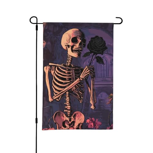 Halloween-Gartenflagge – Halloween-Gothic-Totenkopf-Rose C, Gartenflaggen, 30,5 x 45,7 cm, doppelseitig, kleine Gartenflaggen, Hofflaggen für draußen, Halloween-Dekoration, Outdoor-Dekoration Halloween-Gartenflagge – Halloween-Gothic-Totenkopf-Rose C, Gartenflaggen, 30,5 x 45,7 cm, doppelseitig, kleine Gartenflaggen, Hofflaggen für draußen, Halloween-Dekoration, Outdoor-Dekoration von VOSERY