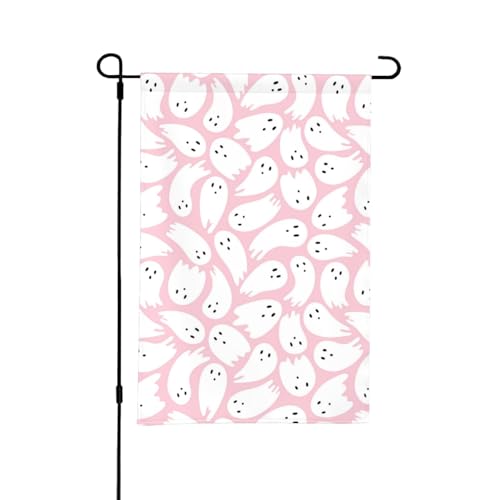 Halloween-Gartenflagge – rosa Geist, Halloween-Gartenflaggen, 30,5 x 45,7 cm, doppelseitig, kleine Gartenflaggen für draußen, Halloween-Dekoration, Outdoor-Dekoration Halloween-Gartenflagge – rosa Geist, Halloween-Gartenflaggen, 30,5 x 45,7 cm, doppelseitig, kleine Gartenflaggen für draußen, Halloween-Dekoration, Outdoor-Dekoration von VOSERY