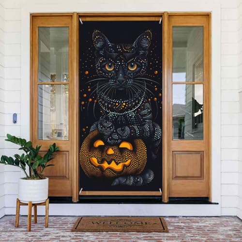 Halloween schwarze Katze Kürbis Kunst Türabdeckungen Dekorativ - Indoor Outdoor Tür Banner Dekorationen, Frühling/Sommer/Herbst/Winter Halloween Weihnachtsdekorationen Halloween schwarze Katze Kürbis Kunst Türabdeckungen Dekorativ - Indoor Outdoor Tür Banner Dekorationen, Frühling/Sommer/Herbst/Winter Halloween Weihnachtsdekorationen von VOSERY