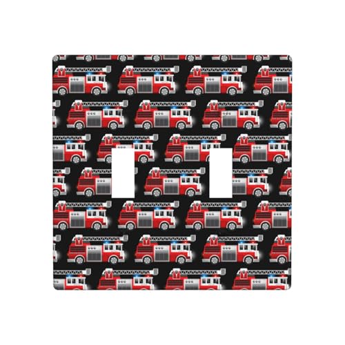 Kipplichtschalter-Abdeckplatte, 2-Gang-Wandplatten, Standardgröße 11,4 x 11,4 cm, Feuerwehr- und Rettungswagen-Doppel-Lichtschalter-Abdeckplatte, dekorativ, Steckdosenabdeckungen, Wandplatte Kipplichtschalter-Abdeckplatte, 2-Gang-Wandplatten, Standardgröße 11,4 x 11,4 cm, Feuerwehr- und Rettungswagen-Doppel-Lichtschalter-Abdeckplatte, dekorativ, Steckdosenabdeckungen, Wandplatte von VOSERY