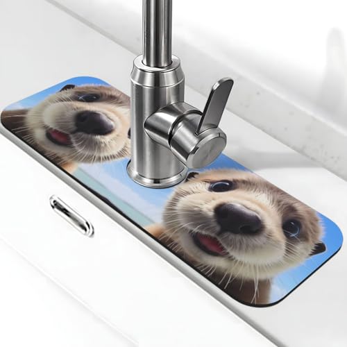 Niedliche Otter Blue Sky Wasserhahnmatte für Küchenspüle, Abtropfmatte für Küchenspüle, Spritzschutz, saugfähig, schnell trocknend, Küchenspüle, Wasserhahnmatte, Badezimmer-Waschbeckenmatte Niedliche Otter Blue Sky Wasserhahnmatte für Küchenspüle, Abtropfmatte für Küchenspüle, Spritzschutz, saugfähig, schnell trocknend, Küchenspüle, Wasserhahnmatte, Badezimmer-Waschbeckenmatte von VOSERY