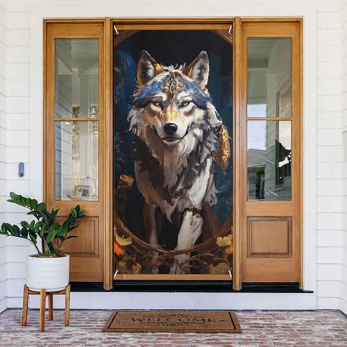 Ölgemälde Tribal Wolf Türabdeckungen Dekorativ - Indoor Outdoor Tür Banner Dekorationen Frühling/Sommer/Herbst/Winter Halloween Weihnachtsdekorationen Ölgemälde Tribal Wolf Türabdeckungen Dekorativ - Indoor Outdoor Tür Banner Dekorationen Frühling/Sommer/Herbst/Winter Halloween Weihnachtsdekorationen von VOSERY