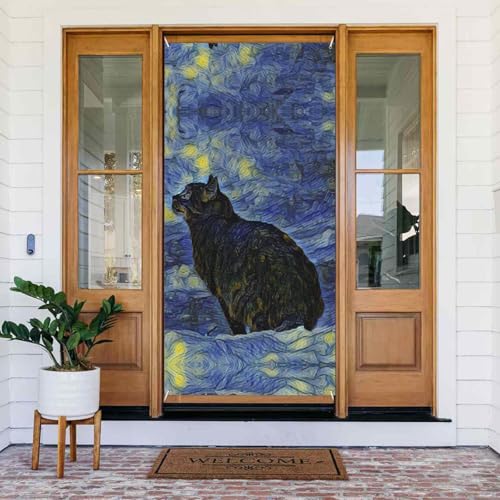 Shambhala Katzentürabdeckungen dekorativ – Innen- und Außenbereich, Türbanner Dekorationen, Frühling/Sommer/Herbst/Winter, Halloween-Weihnachtsdekorationen von VOSERY
