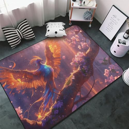 Teppich für Wohnzimmer, Schlafzimmer, Fantasy-Vogel-Illustration, weicher Überwurf, waschbar, 7,6 x 12,7 cm, rutschfester Teppich, Innen-Bodenteppich, Schlafzimmerdekoration, ästhetisch Teppich für Wohnzimmer, Schlafzimmer, Fantasy-Vogel-Illustration, weicher Überwurf, waschbar, 7,6 x 12,7 cm, rutschfester Teppich, Innen-Bodenteppich, Schlafzimmerdekoration, ästhetisch von VOSERY