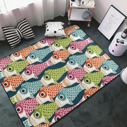 Teppich für Wohnzimmer, Schlafzimmer, Laterne, Koi-Fisch, weich, waschbar, 7,6 x 12,7 cm, rutschfester Teppich, Innen-Bodenteppich, Schlafzimmerdekoration, ästhetisch von VOSERY