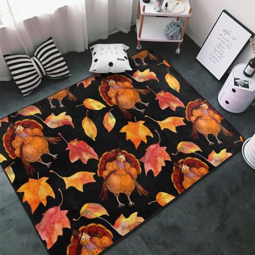 Teppich für Wohnzimmer, Schlafzimmer, Thanksgiving Türkei, weicher Überwurf, waschbar, 7,6 x 12,7 cm, rutschfester Teppich, Innen-Bodenteppich, Schlafzimmerdekoration, ästhetisch von VOSERY
