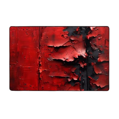 Teppiche für Wohnzimmer, Schlafzimmer, 7,6 x 12,7 cm, weicher Überwurf, waschbar, rutschfest, abstrakte rote strukturierte Leinwand, Innen-Bodenteppich, Schlafzimmerdekoration, ästhetisch, 152,4 x Teppiche für Wohnzimmer, Schlafzimmer, 7,6 x 12,7 cm, weicher Überwurf, waschbar, rutschfest, abstrakte rote strukturierte Leinwand, Innen-Bodenteppich, Schlafzimmerdekoration, ästhetisch, 152,4 x von VOSERY