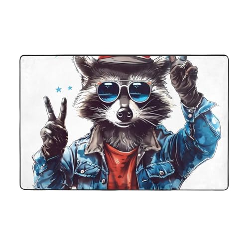 Teppiche für Wohnzimmer, Schlafzimmer, 7,6 x 12,7 cm, weicher Überwurf, waschbar, rutschfest, patriotische Waschbär-Illustration, Innen-Bodenteppich, Schlafzimmerdekoration, ästhetisch, 152,4 x 99,1 Teppiche für Wohnzimmer, Schlafzimmer, 7,6 x 12,7 cm, weicher Überwurf, waschbar, rutschfest, patriotische Waschbär-Illustration, Innen-Bodenteppich, Schlafzimmerdekoration, ästhetisch, 152,4 x 99,1 von VOSERY