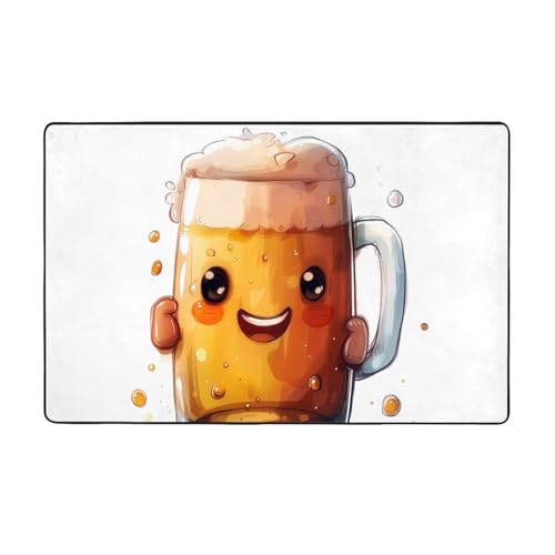 Teppiche für Wohnzimmer, Schlafzimmer, 7,6 x 12,7 cm, weicher Überwurf, waschbar, rutschfester Teppich, Happy Beer Mug Illustration, Innen-Bodenteppich, Schlafzimmerdekoration, ästhetisch, 152,4 x Teppiche für Wohnzimmer, Schlafzimmer, 7,6 x 12,7 cm, weicher Überwurf, waschbar, rutschfester Teppich, Happy Beer Mug Illustration, Innen-Bodenteppich, Schlafzimmerdekoration, ästhetisch, 152,4 x von VOSERY