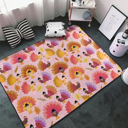 Teppiche für Wohnzimmer, Schlafzimmer, Happy Thanksgiving Türkei, weicher Überwurf, waschbar, 7,6 x 12,7 cm, rutschfester Teppich, Innen-Bodenteppich, Schlafzimmerdekoration, ästhetisch von VOSERY