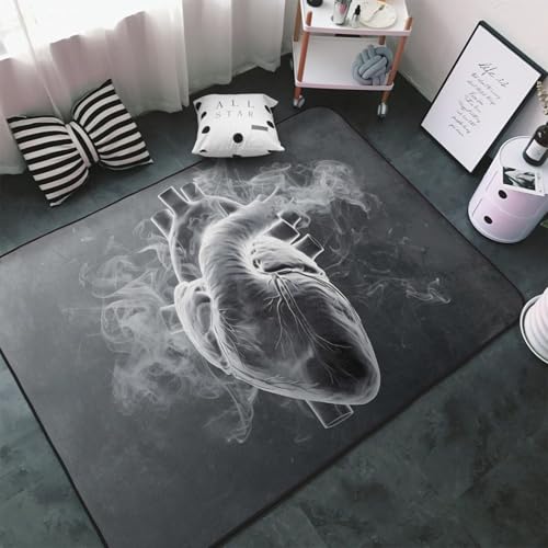 Teppiche für Wohnzimmer, Schlafzimmer, Herz-Illustration, weicher Überwurf, waschbar, 7,6 x 12,7 cm, rutschfester Teppich, Innen-Bodenteppich, Schlafzimmerdekoration, ästhetisch Teppiche für Wohnzimmer, Schlafzimmer, Herz-Illustration, weicher Überwurf, waschbar, 7,6 x 12,7 cm, rutschfester Teppich, Innen-Bodenteppich, Schlafzimmerdekoration, ästhetisch von VOSERY