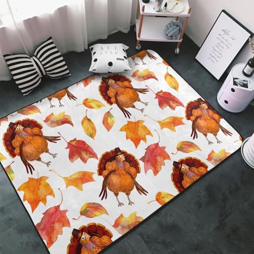 Teppiche für Wohnzimmer, Schlafzimmer, Thanksgiving Truthahnblätter, weicher Überwurf, waschbar, 7,6 x 12,7 cm, rutschfester Teppich, Innen-Bodenteppich, Schlafzimmerdekoration, ästhetisch von VOSERY