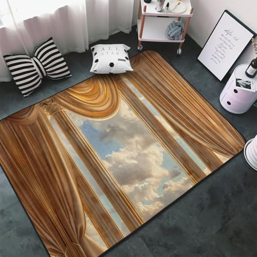 Teppiche für Wohnzimmer, Schlafzimmer, goldene Vorhänge, Säulen, Wolken, weicher Überwurf, waschbar, 7,6 x 12,7 cm, rutschfester Teppich, Innen-Bodenteppich, Schlafzimmerdekoration, ästhetisch Teppiche für Wohnzimmer, Schlafzimmer, goldene Vorhänge, Säulen, Wolken, weicher Überwurf, waschbar, 7,6 x 12,7 cm, rutschfester Teppich, Innen-Bodenteppich, Schlafzimmerdekoration, ästhetisch von VOSERY
