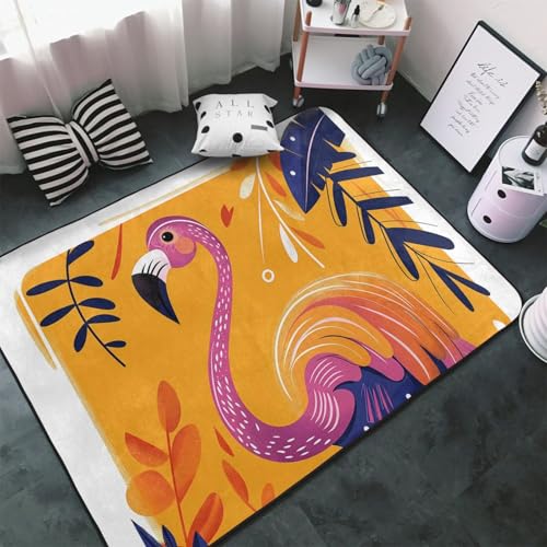 Teppiche für Wohnzimmer, Schlafzimmer, lebendige Flamingo-Illustration, weicher Überwurf, waschbar, 7,6 x 12,7 cm, rutschfester Teppich, Innen-Bodenteppich, Schlafzimmerdekoration, ästhetisch Teppiche für Wohnzimmer, Schlafzimmer, lebendige Flamingo-Illustration, weicher Überwurf, waschbar, 7,6 x 12,7 cm, rutschfester Teppich, Innen-Bodenteppich, Schlafzimmerdekoration, ästhetisch von VOSERY